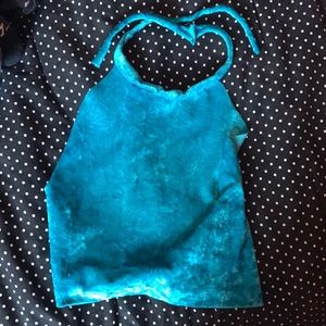 BLUE VELVET HALTER TOP